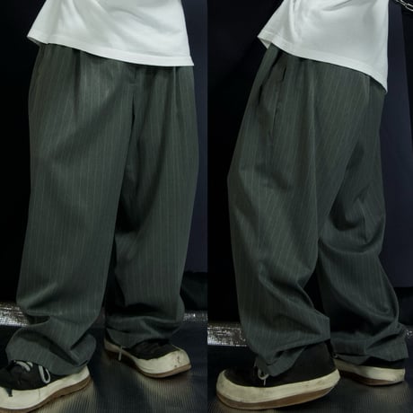 90s Smokey Joe’s 2Tuck PinStriped Wide Draping Slacks
