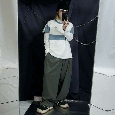 90s Smokey Joe’s 2Tuck PinStriped Wide Draping Slacks