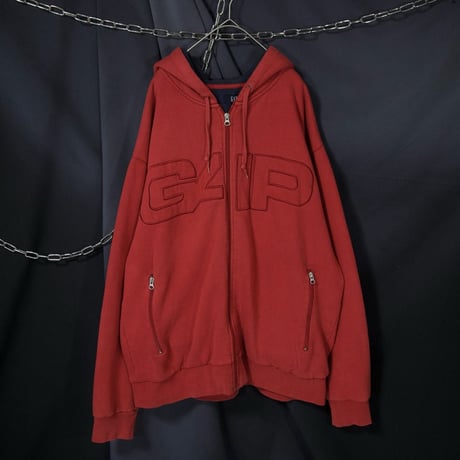 00s c2001 Fall GAP Full Zip Embroidery Thick Body Sweat Hoodie