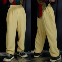 90s Bridgewater 2Tuck Silk 100% Pale yellow Pegtop Tapered Slacks