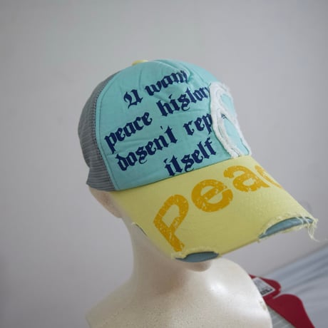 USED Peace Embroidery Damage Mesh Cap