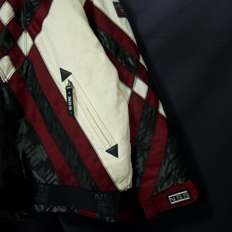90s NICOLE SPORTS Deadstock Jacquard Switched Pudding Nylon Snowboard Jacket/Half Zip Anorak Hoodie