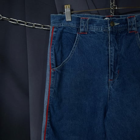 HERE&THERE Cyber B-boy Embroidery SideLine Cropped Raver Denim