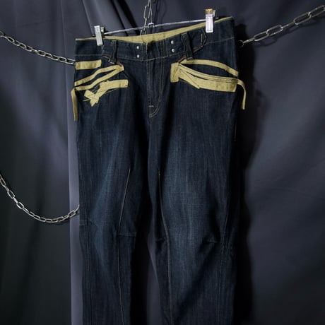 PPFM Draping Loose Straight Design Wash Denim