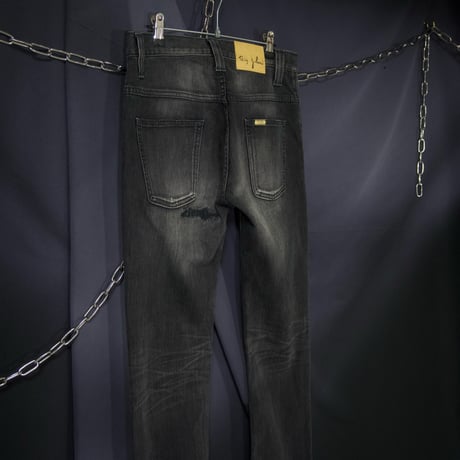 Big John Japan made Crush,Damage Wash,Fade Black Skinny Denim