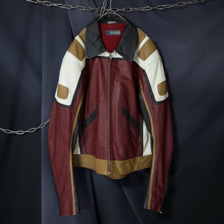 Euro USED Pig Leather Racing Biker Design Single Riders Jacket