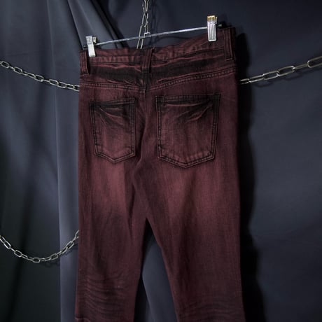 "00s Y2K Rock Spice” Piece Dying Boro Crush Damage Skinny Denim