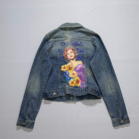 90s~00s ROCAWEAR Sequins,Woman Painting Design Denim Jacket