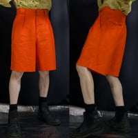 90s KENAR Linen 100% 2Tuck Center Crease Rescue Orange Slacks Baggy Shorts