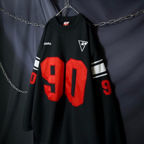 00s VOKAL Oversized Numbering Embroidery V-Neck L/S Game Shirts