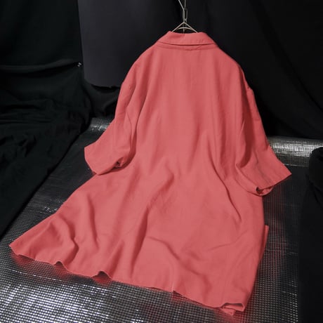 90s SAG HARBOR Choral Pink Rayon Blend S/S Tailored Shirts Jacket