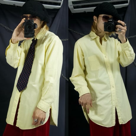 “Formal Punk Style” 90s Eagle USA made Oxford Cotton Peter Pan Round Collar L/S Tapered Shirts
