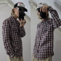 USED 00s taste Ombre Check Tribal Design L/S Western Shirts