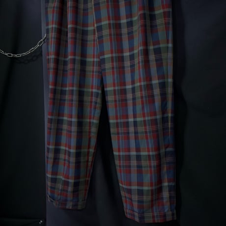 80s~90s Euro Deadstock Tartancheck 2tuck Wide Slacks Pants