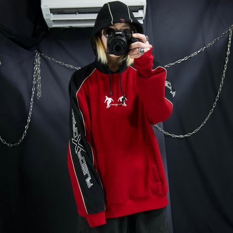 ZERO XPOSUR Oversized Raglan Sleeves Snowboard Embroidery Fleece Hoodie