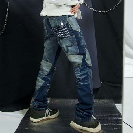 JAPRAG OKISHANA SAMOKI Rebuild Multi Pockets Banana Cut Wash Denim