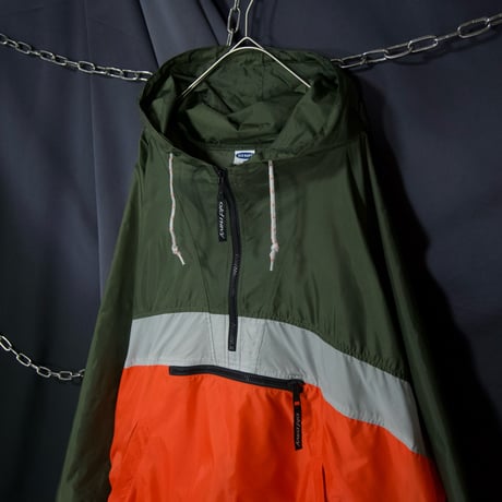 90s c1999 OLDNAVY Russia made “MA-1 Color Switching” Nylon Anorak Jacket/Mountain Hoodie