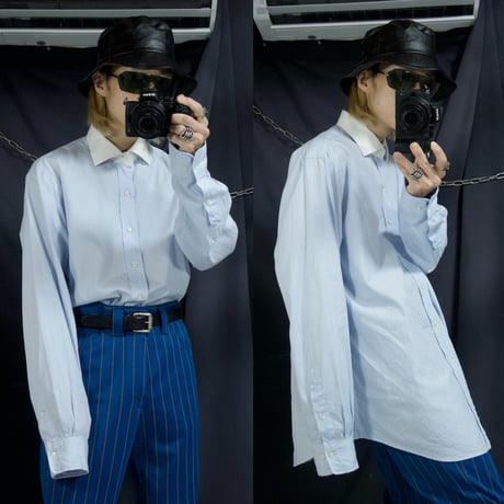 90s~00s Polo by Ralph Lauren “None Pony Embroidery RoundWide Collar L/S Clerical Shirts
