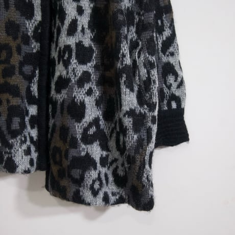 80s J.M Joss Leopard Patterns Oversized Mohair Cardigan