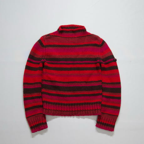 DKNY JEANS MultiBorder Acrylic×Wool HighNeck Knit