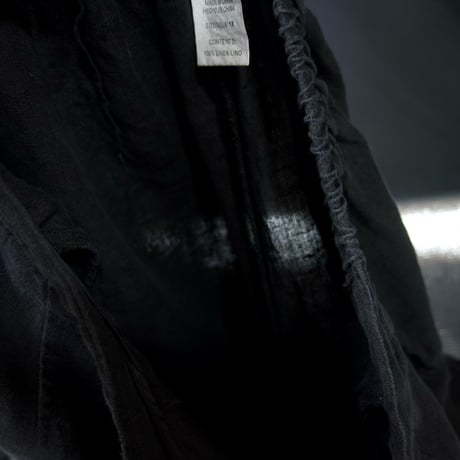 90s HARVE BENARD Black Linen Two-Darts Wide Tapered Cropped Slacks/Easy Pants