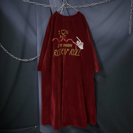 USED Skull Born Hand Embroidery Velor Gown Long Coat