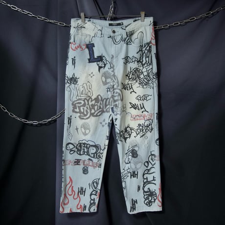 JADED LONDON Full Graphics Alien&Fire Baggy Denim
