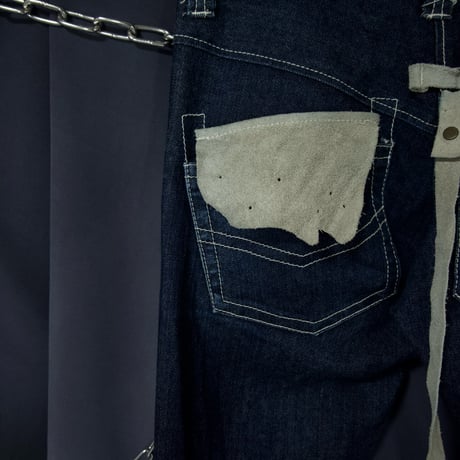 c96~04 BODY BUTTER Leather Switching BootsCut Flare Denim