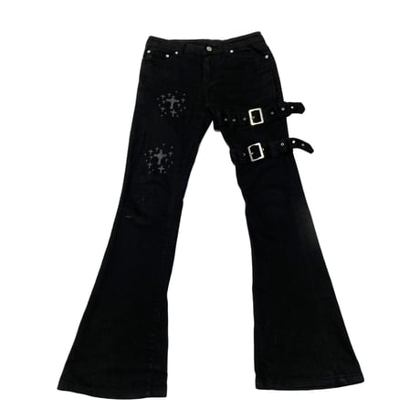 Hide Rock Bondage Flare Design Pants