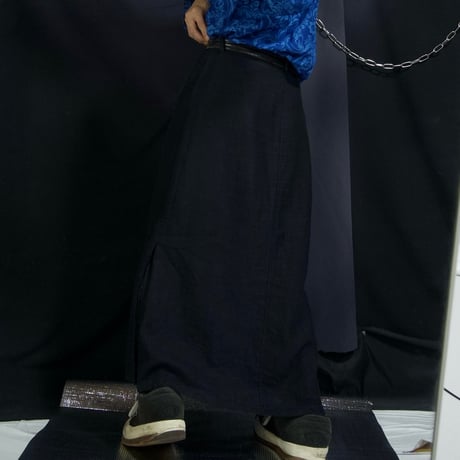 ELVA CAVALETTI Italy Made Black Linen Side Flower Lace Flare Skirt