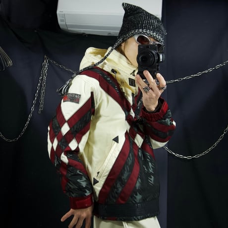 90s NICOLE SPORTS Deadstock Jacquard Switched Pudding Nylon Snowboard Jacket/Half Zip Anorak Hoodie