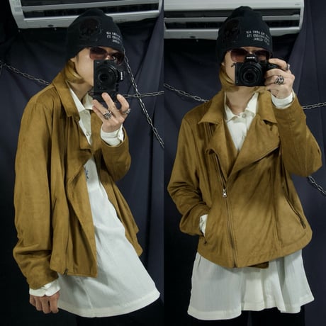 DAMART Short Length Box silhouette Velvet London Type Double Riders Jacket