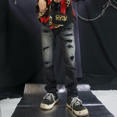 Big John Japan made Crush,Damage Wash,Fade Black Skinny Denim