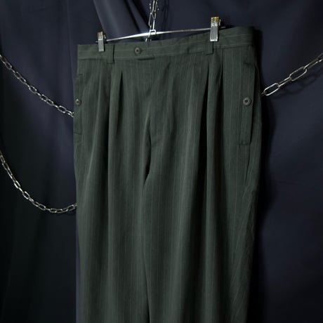 90s Smokey Joe’s 2Tuck PinStriped Wide Draping Slacks