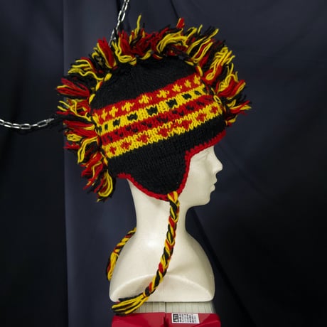 USED Fringe Mohawk Germany Color Wool Knit Cap