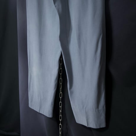 gBocchese Italy made grayish blue 2Tuck Center Crease Silk100% Tapered Slacks