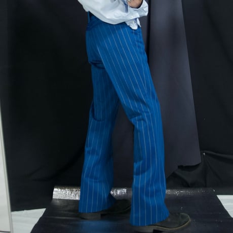 70s FARAH USA made Center Crease School in Color Chalk Stripe (Bird’s Eye) Flare Slacks