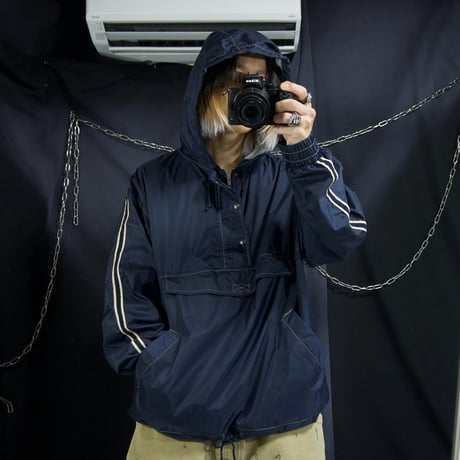 90s~00s GAP VARSITY CLASSIC Half Zip Sideline Nylon Pullover Hoodie Jacket