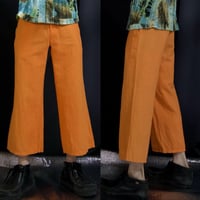 90s~ Italy made Carrot Orange Linen Cropped Flare Pants