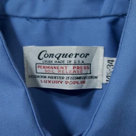 70s conqueror USA made Cyan Blue Poplin L/S Work Shirts