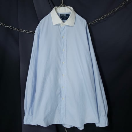 90s~00s Polo by Ralph Lauren “None Pony Embroidery RoundWide Collar L/S Clerical Shirts