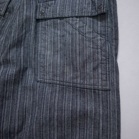 PPFM Bondage Velcro Tape Gimmick Stripe Denim Overall
