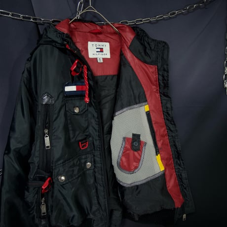 Tommy Hilfiger Multi Zipper&Pockets HighGimmick Parachute Padding Flight Jacket/Mountain Hoodie