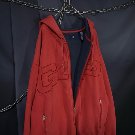 00s c2001 Fall GAP Full Zip Embroidery Thick Body Sweat Hoodie