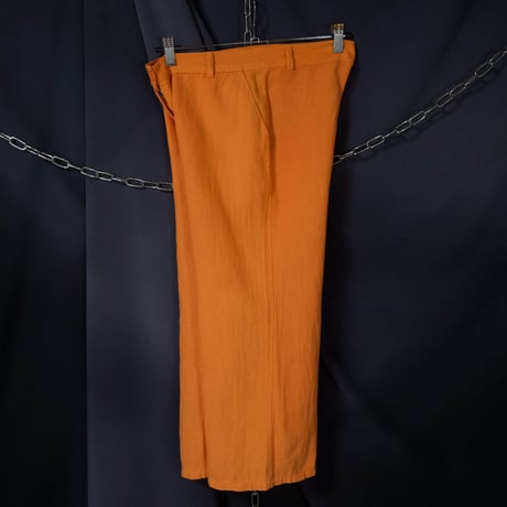 90s~ Italy made Carrot Orange Linen Cropped Flare Pants