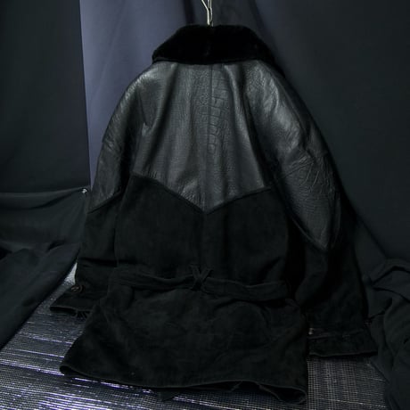 90s Marc Buchanan Pelle Pelle Dolman Sleeves Crocodile Boa Suede Switched Leather Jacket/Gang Coat