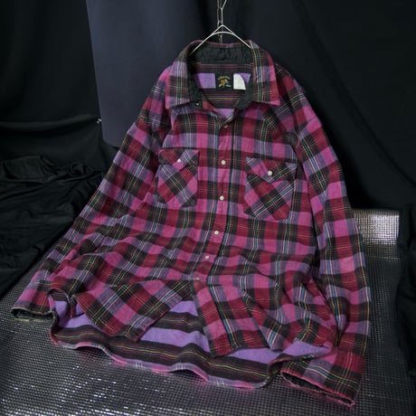 80s USAmade SADDLEKING HeavyWeight Flannel FakeReversible MexicanBorder TartanCheck WesternShirts