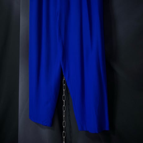 ChristineLaure France made Vivid Cerulean Blue Viscose Rayon 100% Wide Tapered Easy Pants