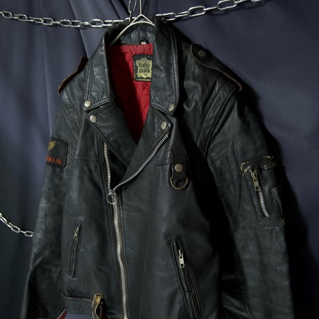 80s~90s Euro 2way Detachable Leather Double Riders Jacket