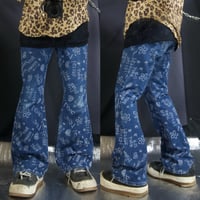 00s c2001 OLD NAVY Full Paint Graphics Flare Denim